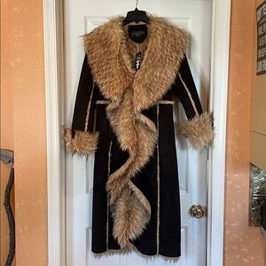 Donna Salyers Fabulous Furs Faux Suede / Fur Lined Coat - S